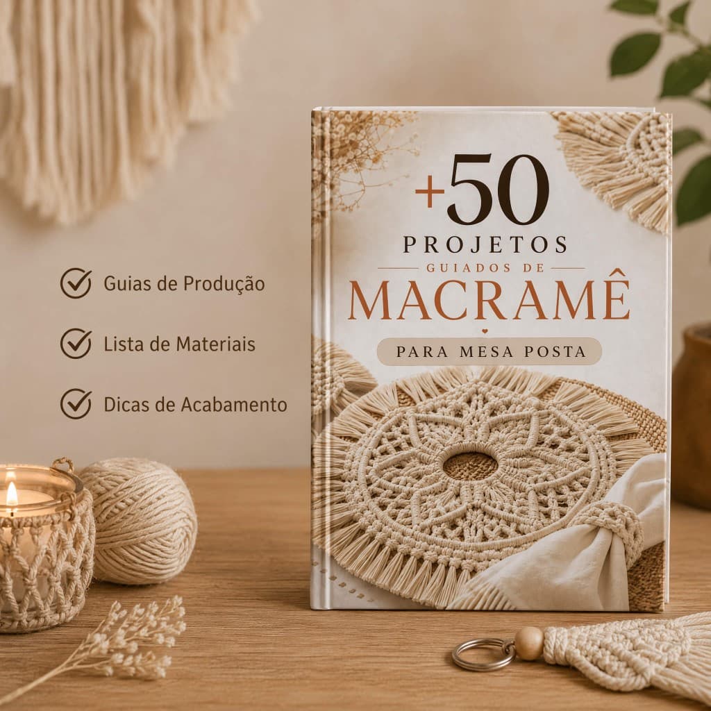 Mockup do Plano Básico da Biblioteca Ilustrada de Mesa Posta em Macramê