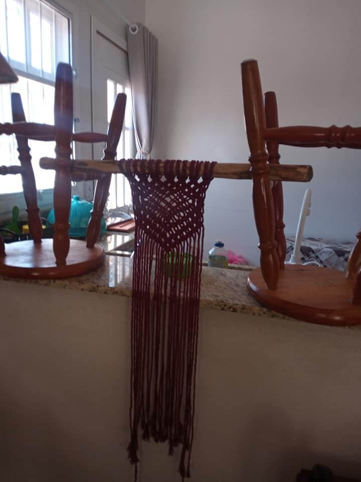 Jogo americano de macramê feito por Fernanda