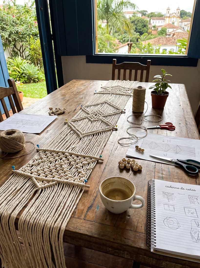 Decoração de mesa com macramê